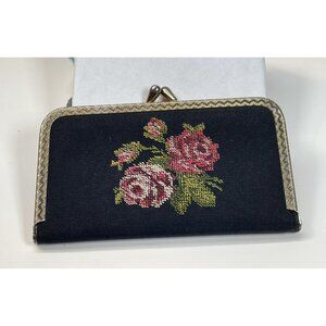 Vintage 1950s Mini Sewing Set Floral Needlepoint Made In Germany